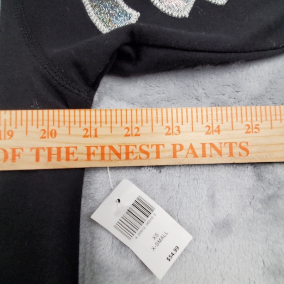 Disney Womens XS Disneyland Long Sleeve Top Black Silver Shimmer Spell Out NEW - Picture 9 of 10